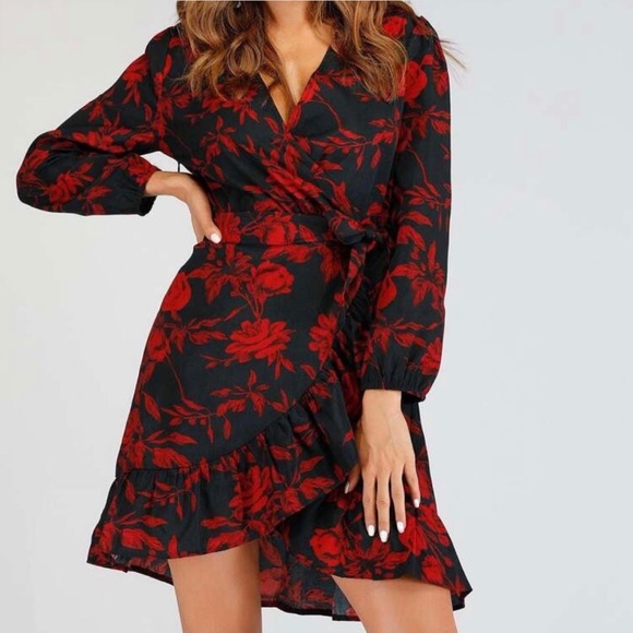 Floral faux wrap dress - Picture 1 of 5